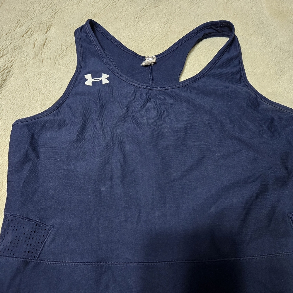 Under Armour Court Dress Tennis Golf Pickleball, navy racerback, M - Picture 3 of 16